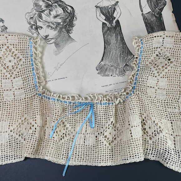 7 Antique Hand Crochet Lace Yokes for Corset Cover, Nightgowns or Camisoles - Picture 6 of 6